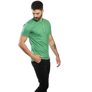 Malha PET Slim Camiseta Henley Gola Padre - Raryel - MESCLA