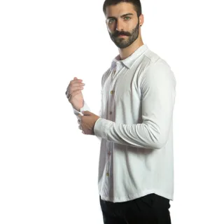 Camisa Malha Sustentável Manga Longa Homem Moderno - Verde