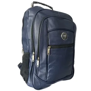 Mochila Impermeável Grande de Couro para Faculdade e Trabalho - Couro Azul