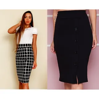 Moda evangélica: Saia midi social com cintura alta executiva