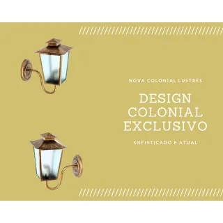 Pendente Colonial Quadrado de Teto Luminária Vidro Transparente - Ouro Velho