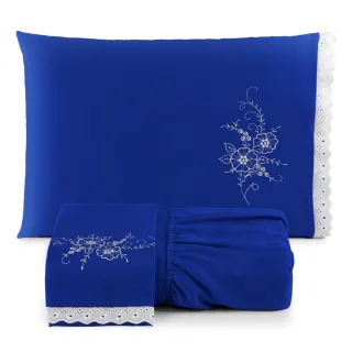 Promoção lençol casal queen aveludado liso - 03 peças - Azul