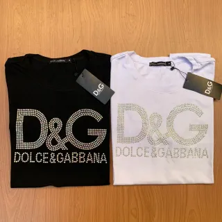 Camisa Premium Dolce & Gabbana Pedraria Malha Peruana - Envio Imediato - Preto