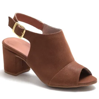 Envio Rápido - Sandália Ankle Boot Social Feminina Salto Médio Fechada - Caramelo AK