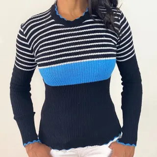 Inverno Tendencia Onda Manga Longa Blusa - Rosa Chiclete