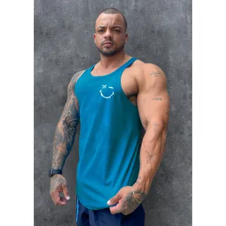 Estampa Shadow Smile - Regata Cavada Masculina em Algodão Bombey - Branca