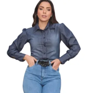Moda feminina: Camisa social jeans - M