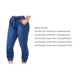 Calça Jogger Feminina Jeans Cos Elástico Blogueira JOG01 - Azul