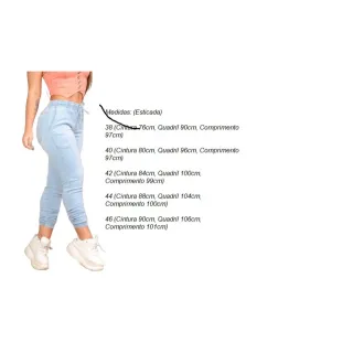 Calça Jogger Feminina Cintura Alta Destroyed Jeans Jog03 - Azul Claro