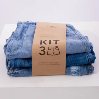 Vários Modelos Shorts Jeans Feminino Cintura Alta Kit Com 3