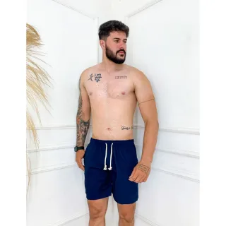 Bermuda de linho preto e branco para homens - Preto