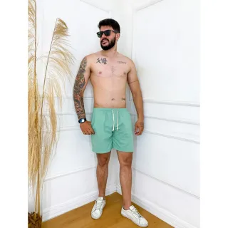 Bermuda de linho preto e branco para homens - Preto