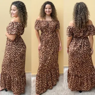 Vestido feminino longo com botão - Moda elegante e sofisticada - Preto