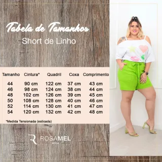 Shorts feminino com amarração em linho - Tamanhos do 44 ao 54 - Cru