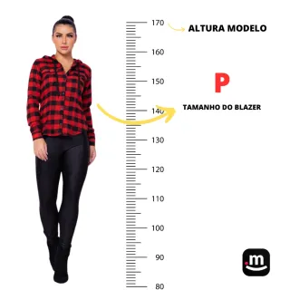 Camisa feminina manga longa xadrez flanelada SEM TOUCA - Vermelho