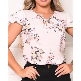 Blusa Social Executiva Feminina Barata Manga Curta Soltinha - Preta