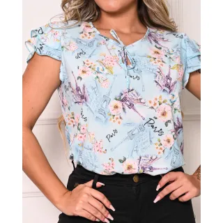 Blusa Social Executiva Feminina Barata Manga Curta Soltinha - Preta