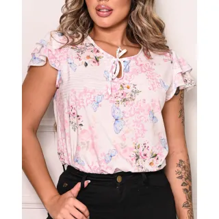 Blusa Social Executiva Feminina Barata Manga Curta Soltinha - Preta