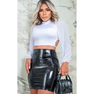 Vinil Feminino Mini Saia Curta - Promoção Online - Preta