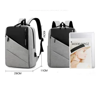 Mochila Impermeável Unissex para Viagem Trabalhar Notebook 15.6 com USB - Cinza