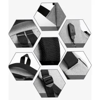 Mochila Impermeável Unissex para Viagem Trabalhar Notebook 15.6 com USB - Cinza