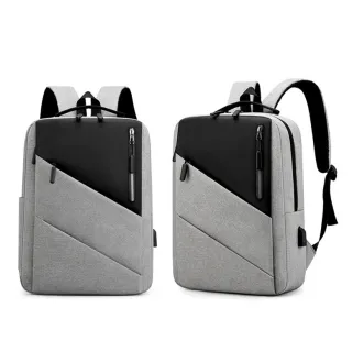 Mochila Impermeável Unissex para Viagem Trabalhar Notebook 15.6 com USB - Cinza