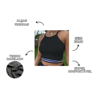 Blogueirinha Feminino Alcinha Cropped Canelado Kit 4 - KIT C