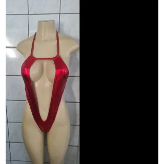 SHMODAS - Maiô Metalizado Micro Ibiza - Vermelho