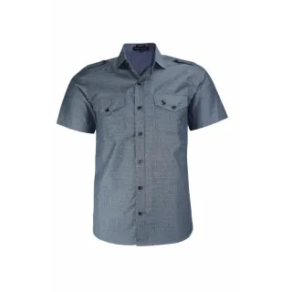 Camisa Manga Curta Amil Masculina, Tecido Misto, Vista Militar com 2 Bolsos - Raryel - Cor 6