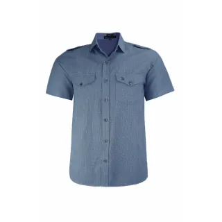 Camisa Manga Curta Amil Masculina, Tecido Misto, Vista Militar com 2 Bolsos - Raryel - Cor 6