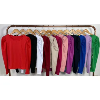 Moda Feminina Blusa Princesa Manga Longa Canelado 010 - Azul Marinho