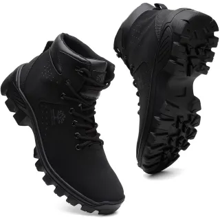 Promoção Bota Adventure Masculina em Couro Coturno Botinha Reforçada - Preto