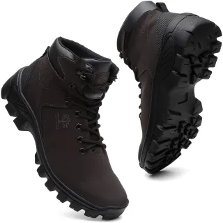 Promoção Bota Adventure Masculina em Couro Coturno Botinha Reforçada - Preto