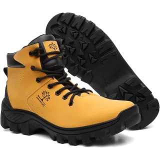 Promoção Bota Adventure Masculina em Couro Coturno Botinha Reforçada - Preto