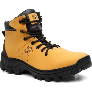 Promoção Bota Adventure Masculina em Couro Coturno Botinha Reforçada - Preto