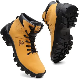 Promoção Bota Adventure Masculina em Couro Coturno Botinha Reforçada - Preto
