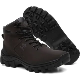 Promoção Bota Adventure Masculina em Couro Coturno Botinha Reforçada - Preto