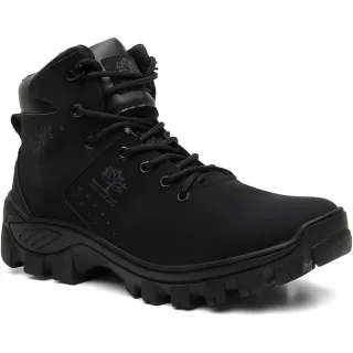 Promoção Bota Adventure Masculina em Couro Coturno Botinha Reforçada - Preto