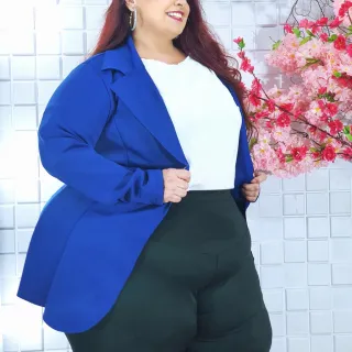 Blazer Plus Size Casual Social Festa Inverno - Raryel - Azul Marinho