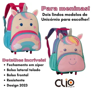 Lançamento Kit Escolar Infantil Clio Pets: Mochila de Rodinhas e Lancheira Animais - Cachorro Marrom