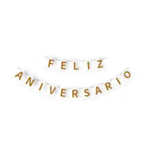 Decoração Festa Cartonado Faixa Feliz Aniversário 4 Cores - Azul Claro