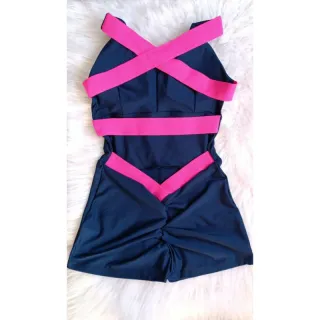 Macaquinho academia com bojo empina bumbum fitness - Vermelho/Verde Neon