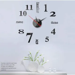 Relógio de parede silencioso criativo luminoso 3D sem perfuração - Dourado