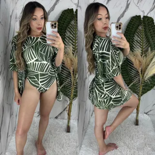 Maiô Kimono Feminino Conjunto Body Praia - KC- Onças