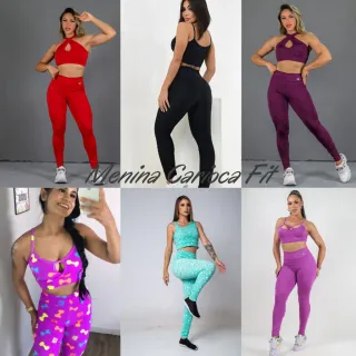Conjunto Fitness Suplex Premium Feminino: Calças e Tops para Malhação - Kit com 1 ou 2 unidades - 1 PRETO