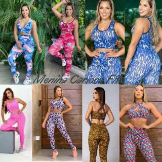 Conjunto Fitness Suplex Premium Feminino: Calças e Tops para Malhação - Kit com 1 ou 2 unidades - 1 PRETO