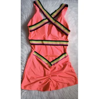 Macaquinho academia com bojo empina bumbum fitness - Vermelho/Verde Neon