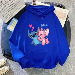 Moletom com Capuz Canguru Stitch - Modelo Unissex, Adulto e Infantil - Algodão Amor Fofo - Cinza