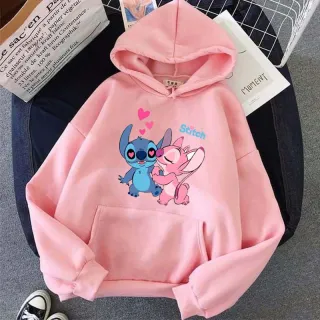 Moletom com Capuz Canguru Stitch - Modelo Unissex, Adulto e Infantil - Algodão Amor Fofo - Cinza