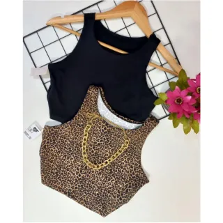 Regata Cropped Feminina Estampada e Lisa - Alça Larga em Suplex - Laranja